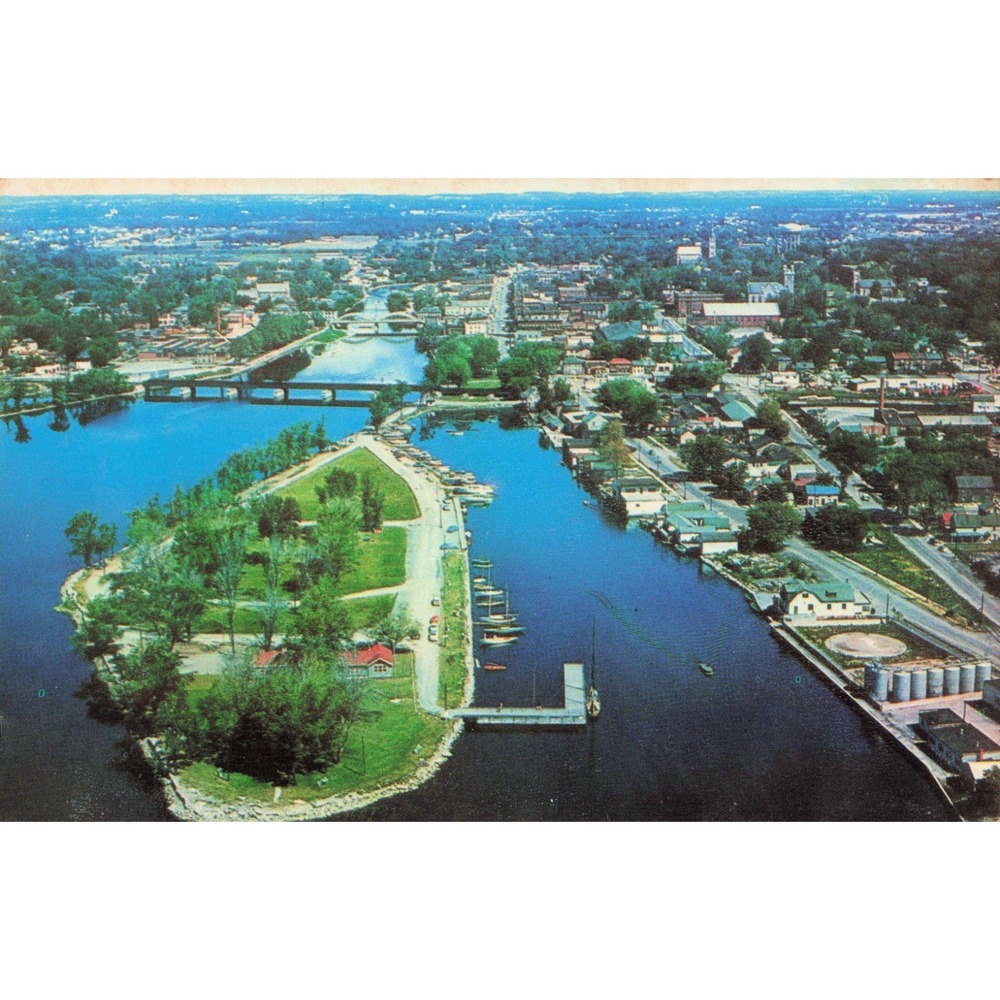 Vintage Aerial View Belleville Ontario Canada Postcard 1961 Postmark VG Chrome - Picture 1 of 2